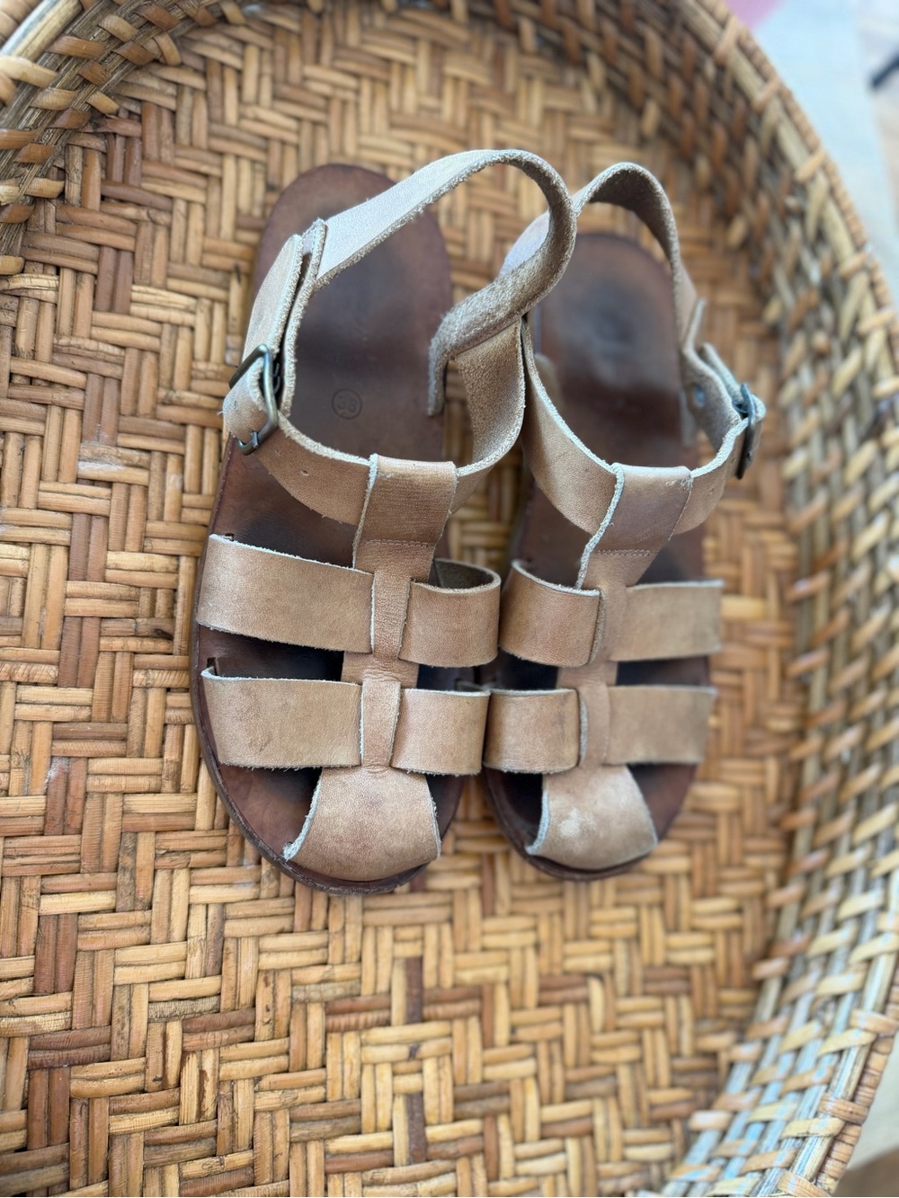 Kids Tan Leather Strappy Sandals - Comfortable Summer Shoes